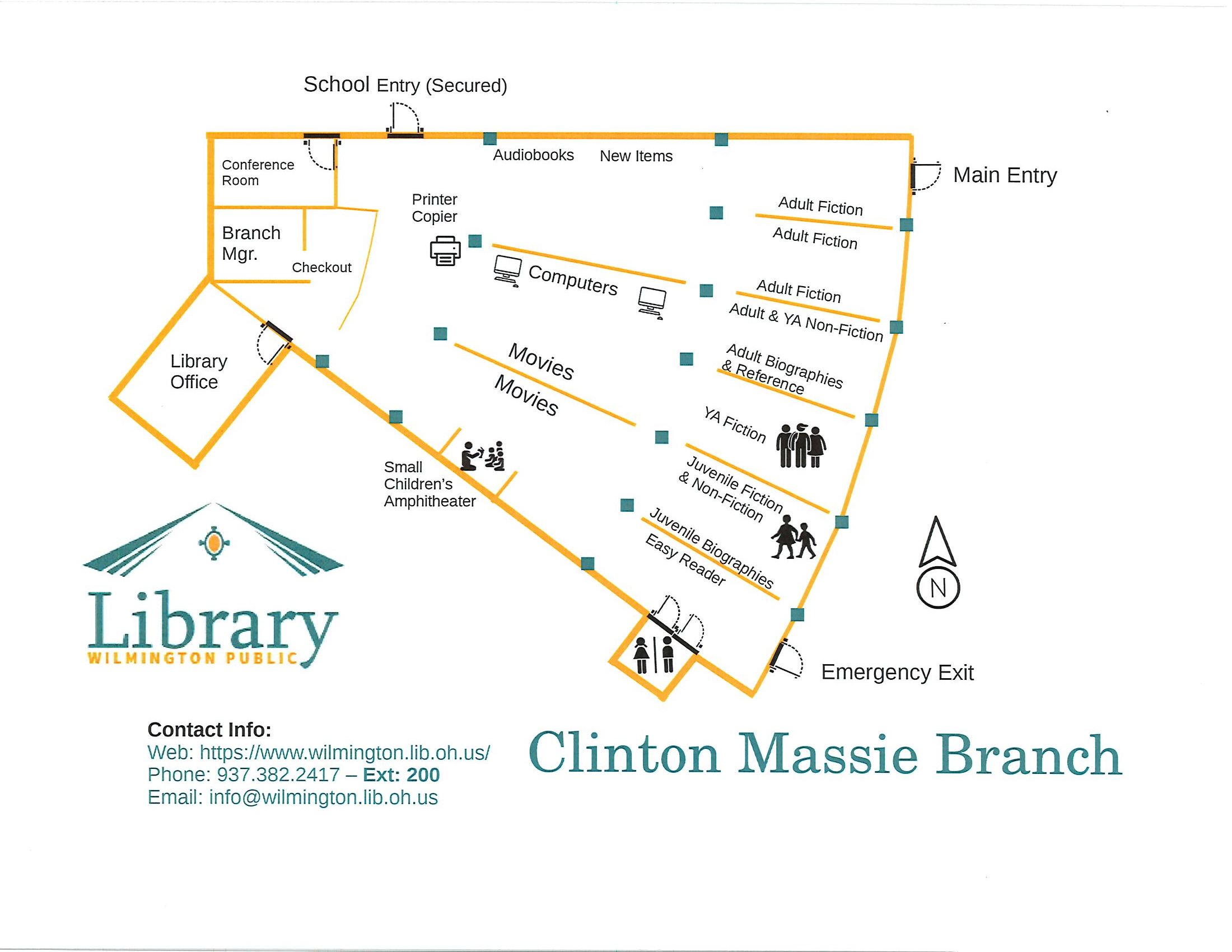 Clinton-Massie Library interior map