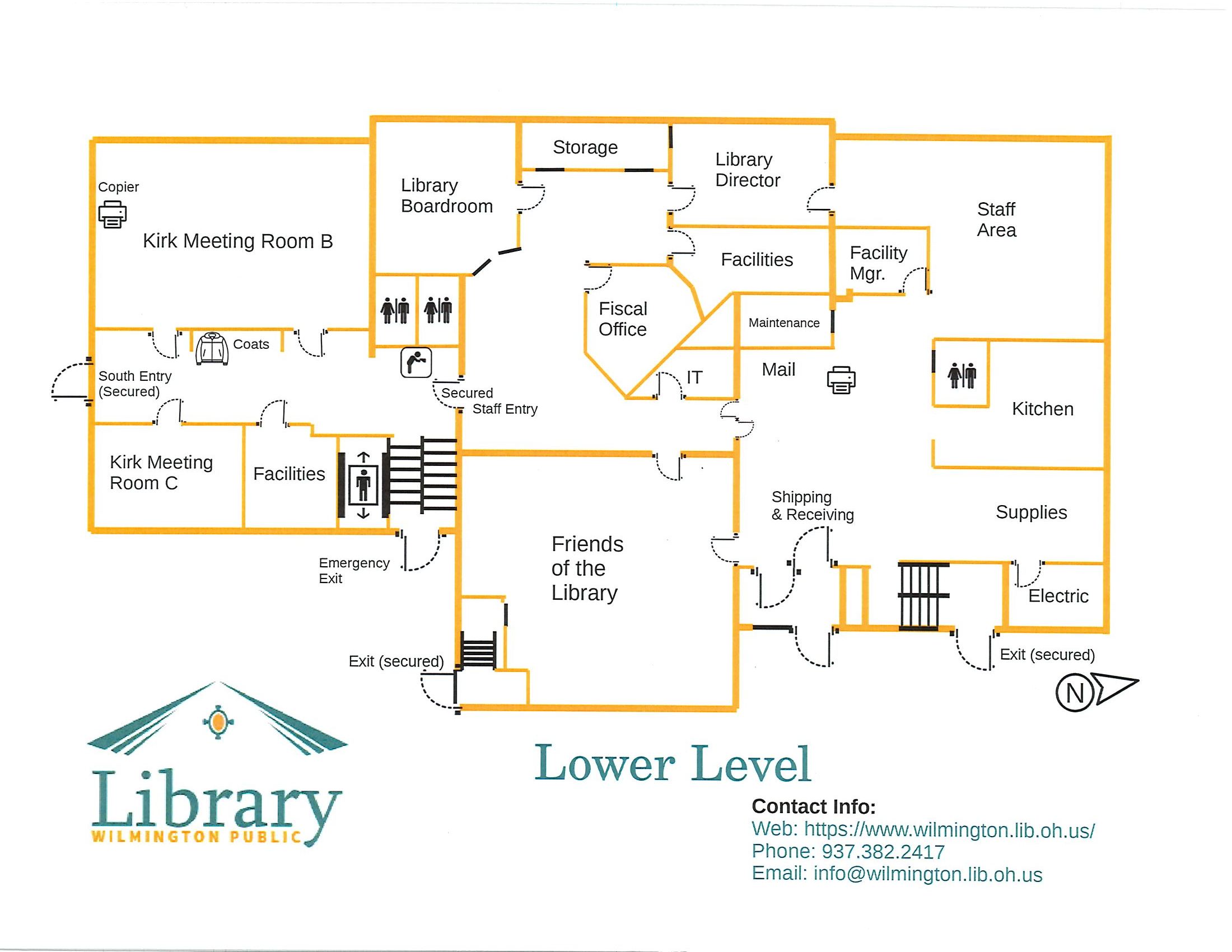 Wilmington-Main Library lower level map