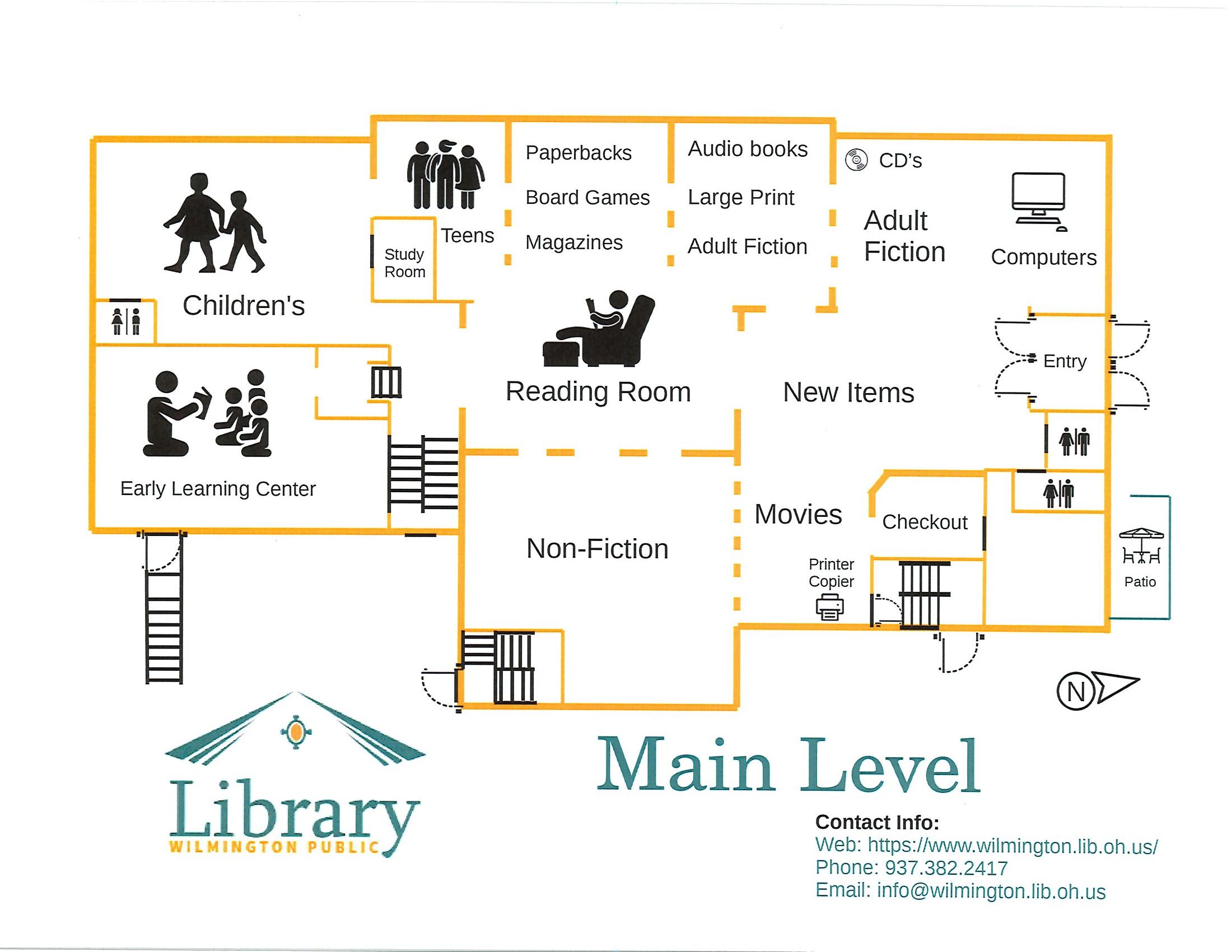 Wilmington-Main Library, main level map