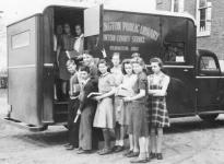 Children visiting the Wilmington Public Library Bookmobile, 1941