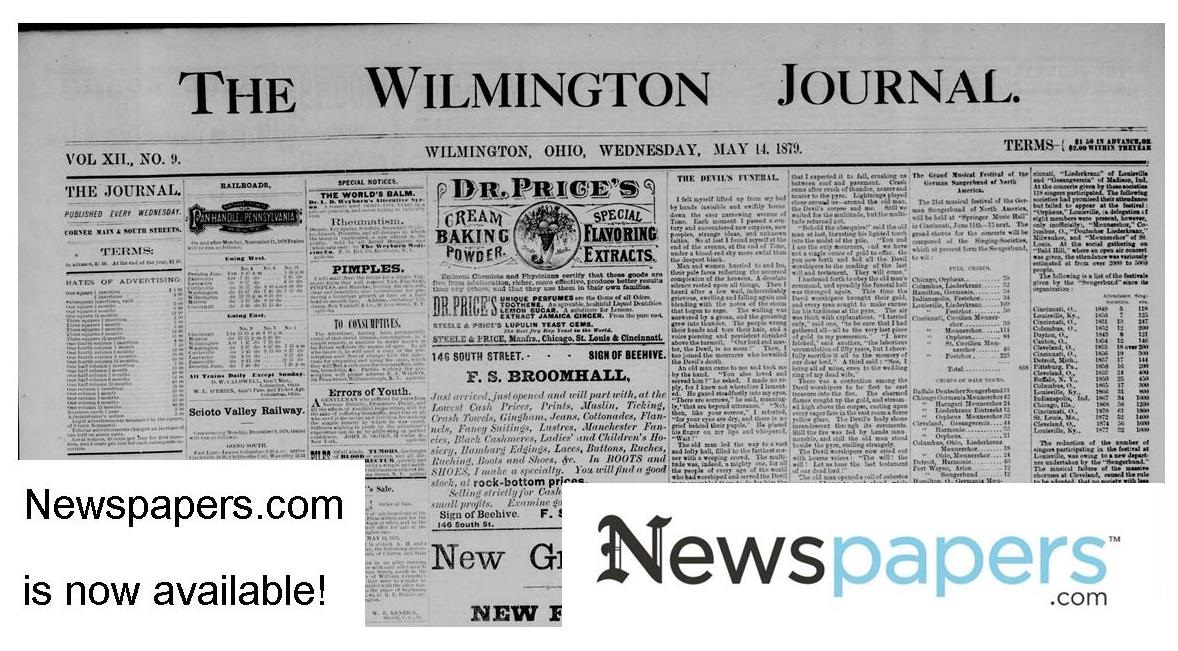 front page from 19th century Wilmington newspaper